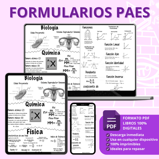 Formularios PAES Matemáticas y Ciencias