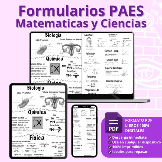 Formularios PAES Matemáticas y Ciencias